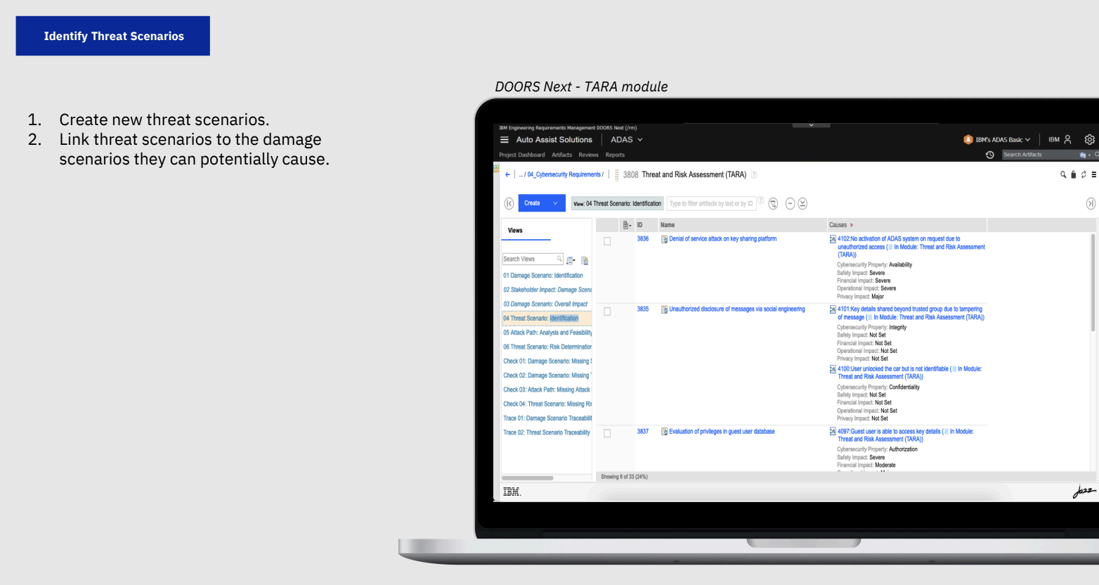 1. Create new threat scenarios 2, Link them to damage scenarios they can potentially cause